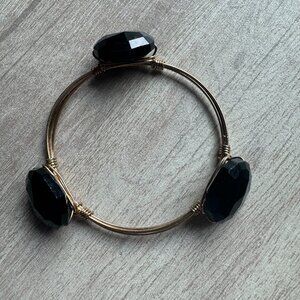 Black stone & faux gold bracelet